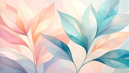 Delicate pastel leaves in soft colors