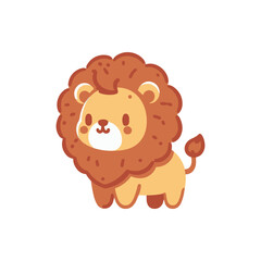 Cute cartoon lion character standing proudly with a fluffy mane against a simple background