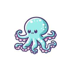 Cute cartoon octopus with vibrant colors and playful tentacles, set against a simple background