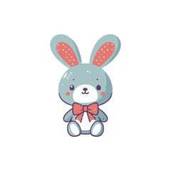 Cute cartoon rabbit with a bow tie sitting against a plain white background, ideal for children's decor