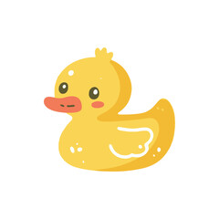 Cute cartoon rubber duck floating playfully, bright colors, simple background, ideal for children's themes
