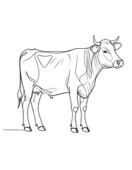 Obraz premium Simple line drawing of a cow