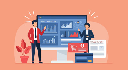 Illustrative representation of real time sales data with financial analysis and reporting for business growth and market analysis