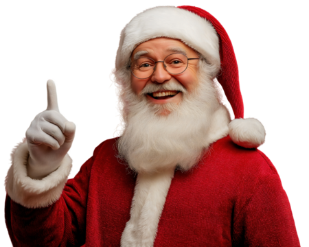 A cheerful portrait of a jolly old man with a white beard in a red suit, a magical and festive character of holiday folklore
