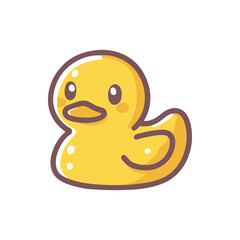 Cute yellow rubber duck floating on water, with a serene background and playful ambiance