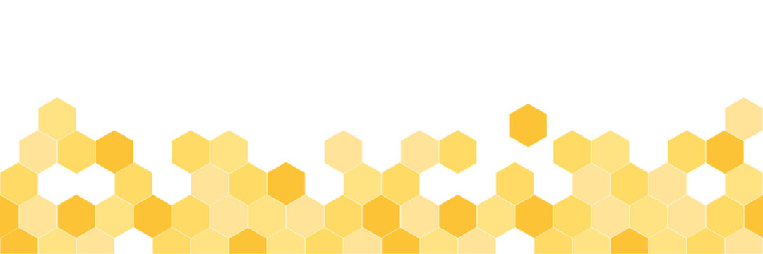 Seamless border pattern with honeycomb. Cute beekeeping frame design isolated on white background. Vector illustration