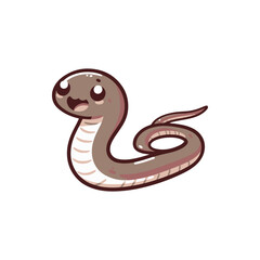 Playful cartoon snake with a smiling face, coiled in a cheerful pose on a white background