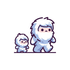 Two cartoon yetis walking side by side in a snowy landscape, showcasing their playful journey