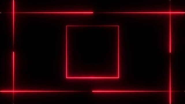 Neon glowing frame background. Lasers are pink. repetitive motion animation, with neon lights shrinking and expanding. Neon line frame animation 4k icon.