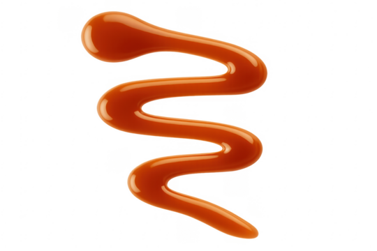 Flowing caramel sauce drizzled on transparent background