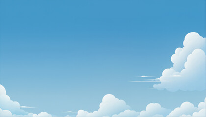 Cartoon Sky with Fluffy White Clouds