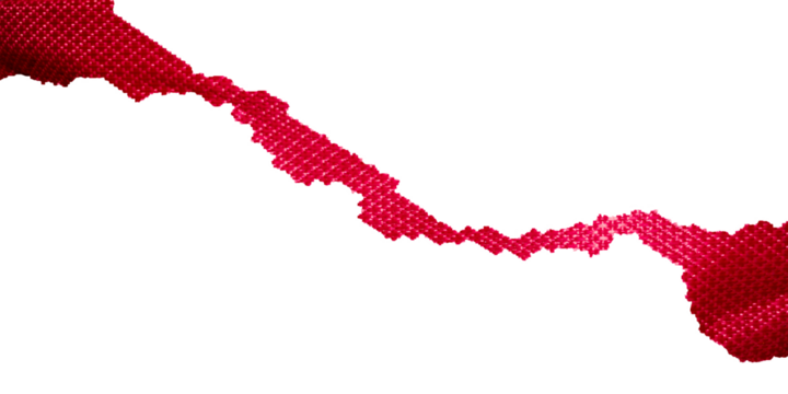 Red Linen Fabric with Torn Edges, High Resolution Textile Texture Elements for Digital Design and Background Use.