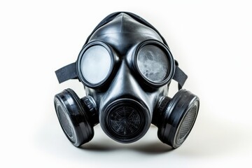 Dark gas mask with large lenses isolated on white background