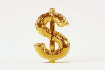 Shiny gold dollar sign balloon isolated on white background