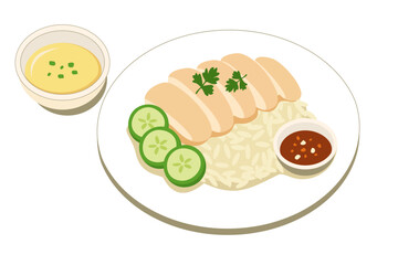 Chicken Rice with Soup Vector
