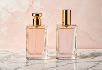 Elegant Perfume Bottles on Marble Surface