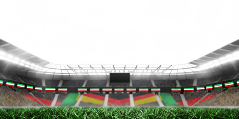 Modern stadium green grass isolated on a transparent background