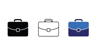 Three Business Briefcase Icons in Black White and Blue