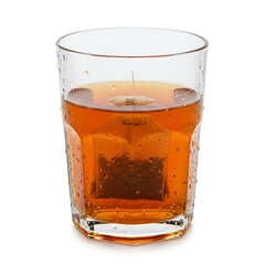 Glass of iced tea with amber color and refreshing