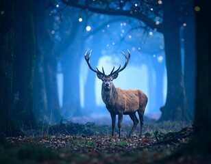 Majestic deer in a mystical forest