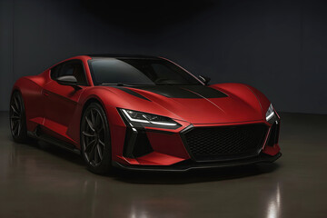 Luxury Red Sports Car, Modern Supercar Design, Automotive transportation, High Speed Performance Vehicle	