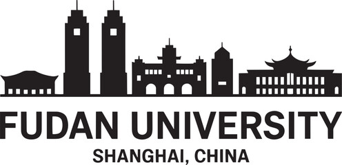 Obraz premium Fudan University Shanghai China Skyline Silhouette Landmark Architecture Building Structure