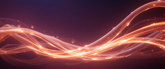 Abstract smooth glowing clear transparent copper 100 cables flowing, minimalist, in dark purple gradient background, shimmering connected bokeh motion speedy them, 3d, 