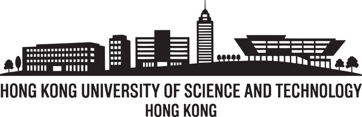 Obraz premium Hong Kong University of Science and Technology Skyline Silhouette in Hong Kong