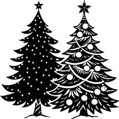 Christmas tree holiday silhouette winter xmas festive season celebration decoration ornament december design vector illustration