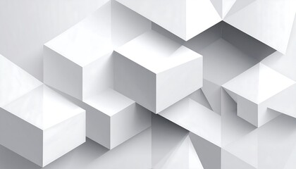 Abstract White Geometric Cubes.