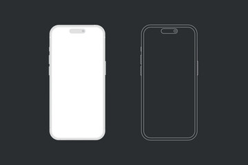 smartphone mockup in clay, outline, style. mobile phone vector. phone mock up Isolated on Background. Vector illustration
