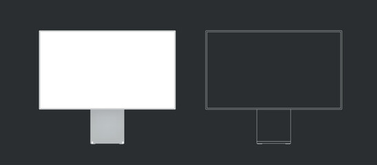 Mockup featuring two monitors in minimal clay and outline styles. Clean and modern design, ideal for showcasing user interface, website layouts, app previews, or branding concepts.