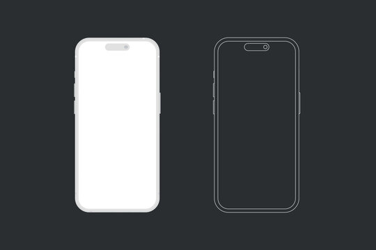 smartphone mockup in clay, outline, style. mobile phone vector. phone mock up Isolated on Background. Vector illustration