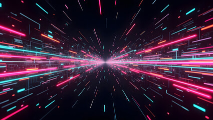 Obraz premium Glitch art lines with RGB split effect, sharp futuristic background. 