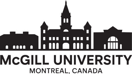 Obraz premium McGill University Skyline Silhouette Vector Illustration Montreal Canada Design