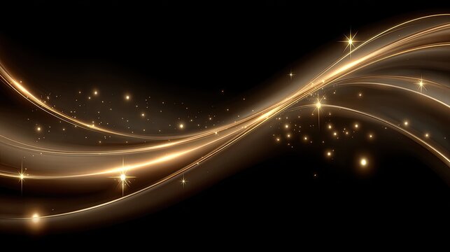 A long, glowing curve of golden light sparkles with stars, creating an ethereal effect that suggests energy and movement - Powered by Adobe