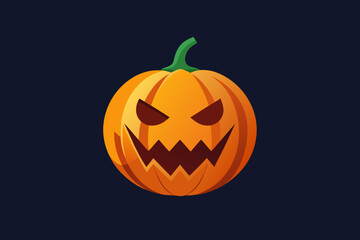 Spooky jack o lantern halloween decoration on dark background