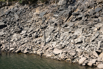 Boat tour through the Sil Canyon in Ribeira Sacra, Galicia, Spain, departing from Embarcadoiro da Ponte do Sil, Monforte de Lemos. Scenic river and vineyards.