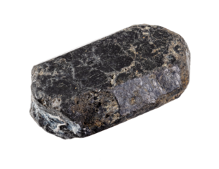 raw natural augite mineral cutout on white