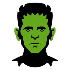 Stylized green monster face with black hair and outline