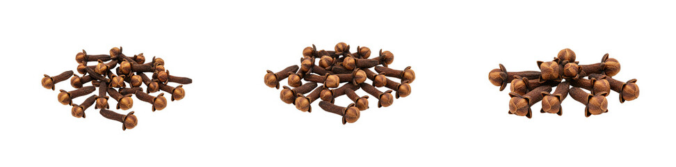 Harvesting cloves aromatic spice collection farm food rustic setting perspective. Set cut out PNG
