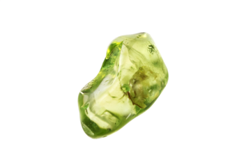 natural tumbled peridot crystal cutout on white