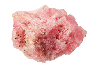 rough rhodochrosite mineral cutout on white