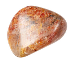 natural tumbled orange quartz cutout on white