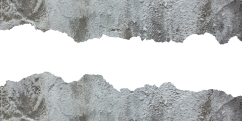 Rough Grey Concrete Wall Texture with Torn Edge, Weathered and Distressed Cement Surface, Perfect for Backgrounds, Overlays, and Industrial Design Projects.