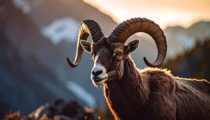 Obraz premium Mountain goat in golden light