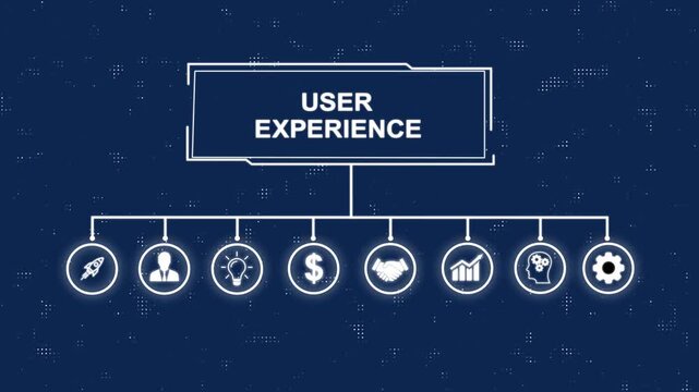  user centered Business, Internet, and Network Icons with Data Transfer to Multiple Devices on a Futuristic Abstract Technology Background