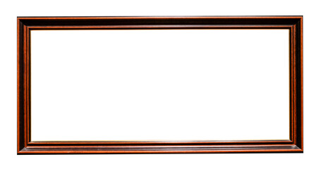 panoramic dark brown wooden picture frame cut out