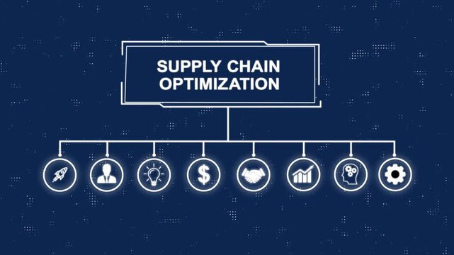 Animated supply chain optimization in Modern Business Infographic with Timberlake and Strategy Icons.