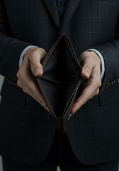 Hands holding empty wallet